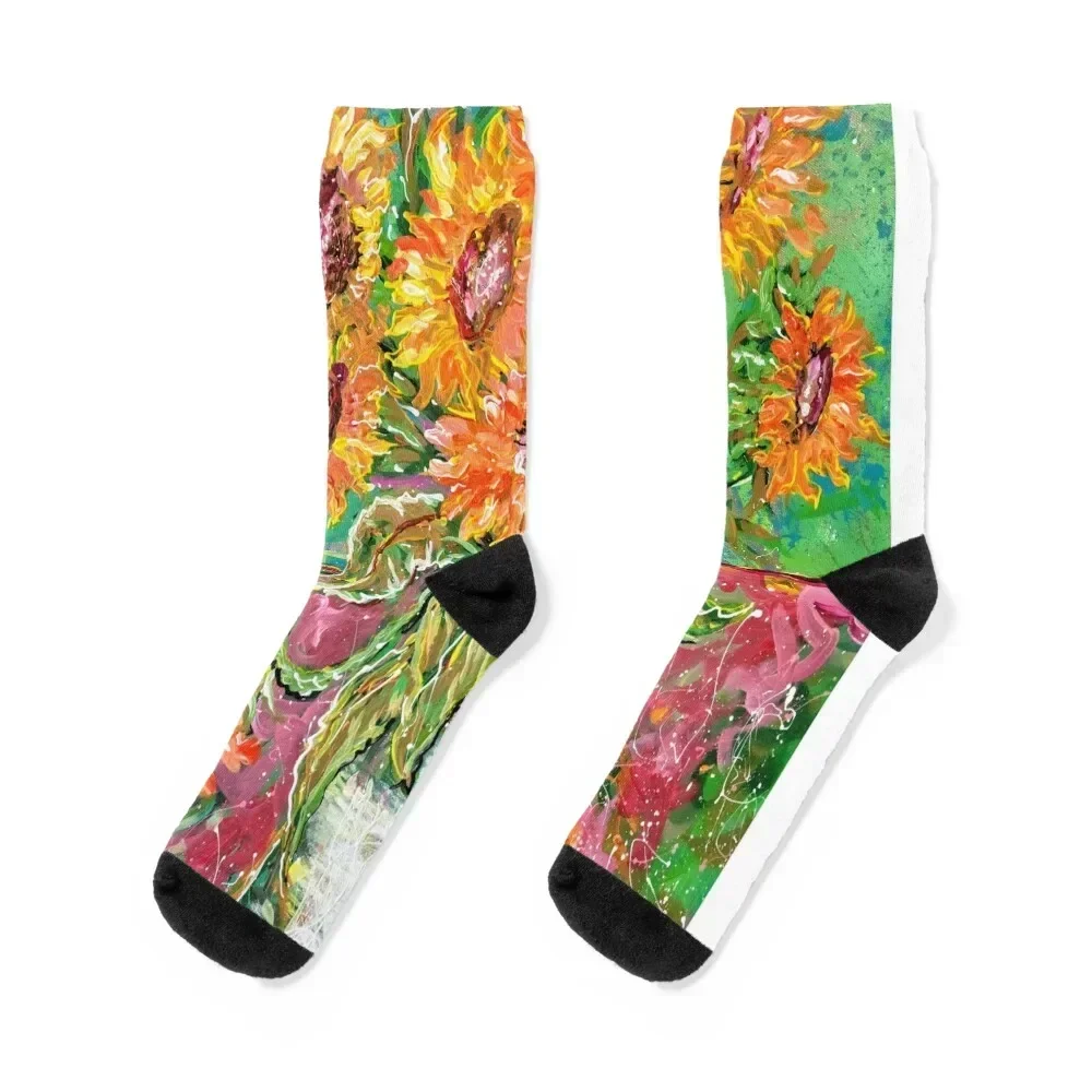 Sunflowers in a pretty Vse - Original Art by Francesca Socks cute cycling winter thermal Non-slip Women Socks Men's