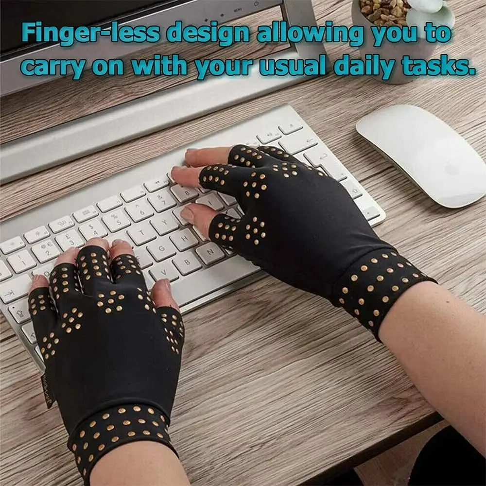 Arthritis Joint Magnetic Gloves Anti-UV Elastic Arthritis Gloves Exposed Finger Breathable Cycling