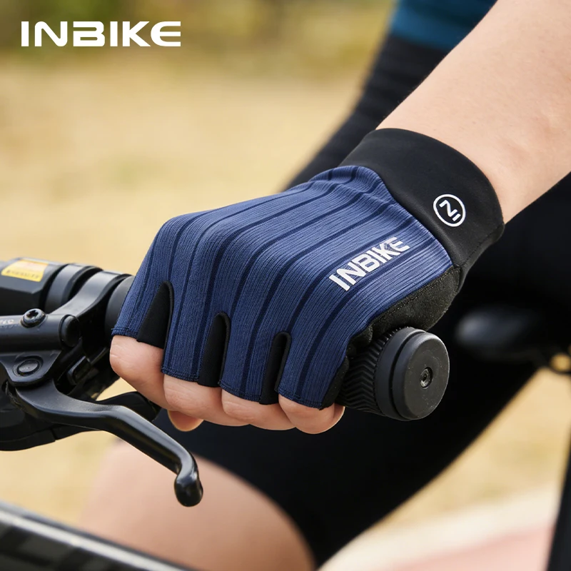 

INBIKE Summer Cycling Half Finger Gloves Antibacterial Sweat Wicking Breathable Shock Absorption for Mountain Road Bike Outdoor