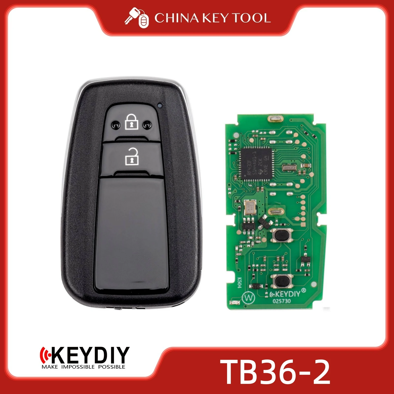 KEYDIY KD TB36-2 Universal Smart Remote Key 2 Buttons 8A Transponder TB Series Compatible Toyota Lexus Type