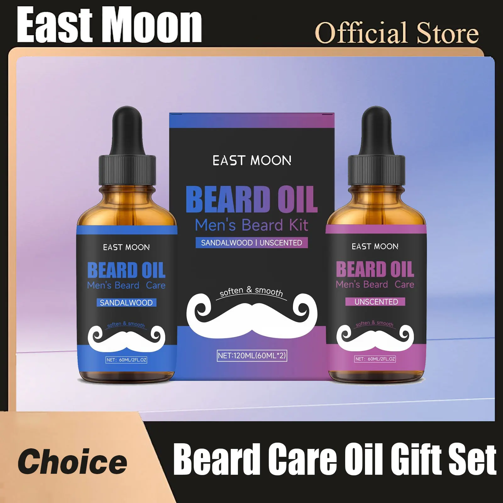 

East Moon Man Beard Care Oils Kit Improve Glide Reducing Friction Lasting Smooth Christmas Gift Set Oil Control Beard Grow Serum