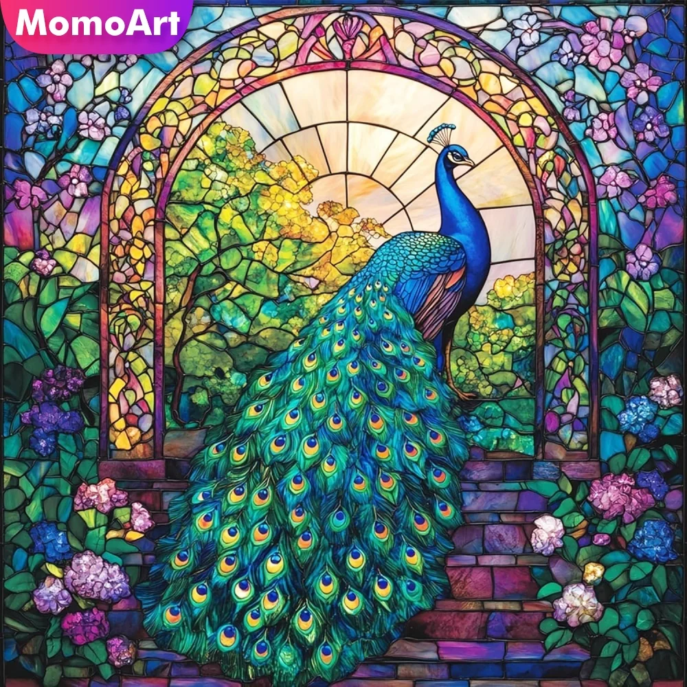 Momoart 5D DIY Diamond Painting Peacock Animal Acrylic Craft Supplies Diamond Mosaic Flower New Arrival Embroidery Child Gift