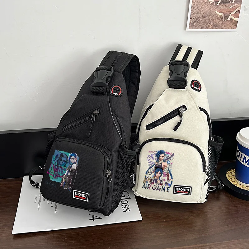 Arcane Jinx Chest Bag Waterproof Large Capacity Double Backpack Women Men Cartoon Anime Fashion Oxford Cloth Crossbody Satchel