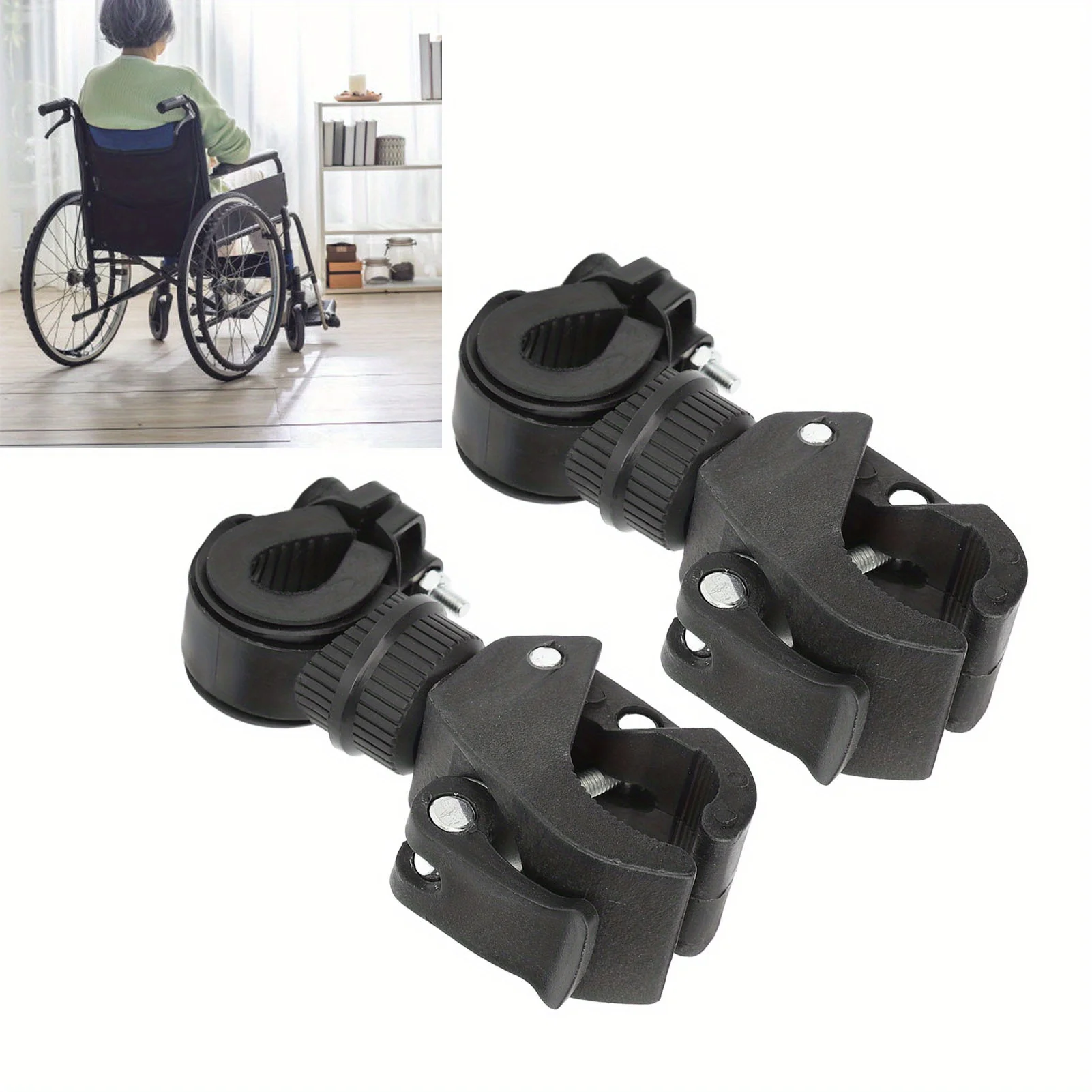 2 pcs Cane Holder 360 Degrees Rotating Universal Crutch Walking Stick Bracket Accessories for Wheelchair