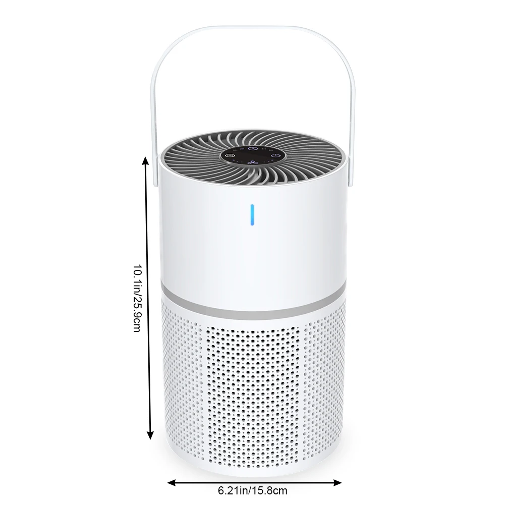 Stylish Compact Design of an Advanced Three Layer Filtered Portable Air Purifier Ensures Clean Indoor Atmosphere Effectively