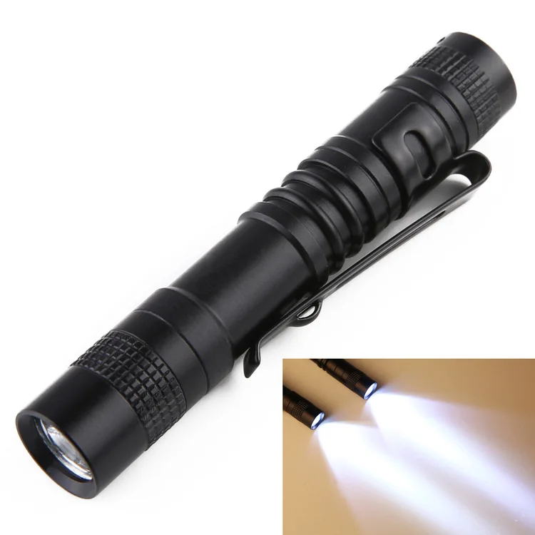 Clip Mini Linterna LED Antorcha Lámpara de linterna de mano impermeable alimentada por pilas AAA