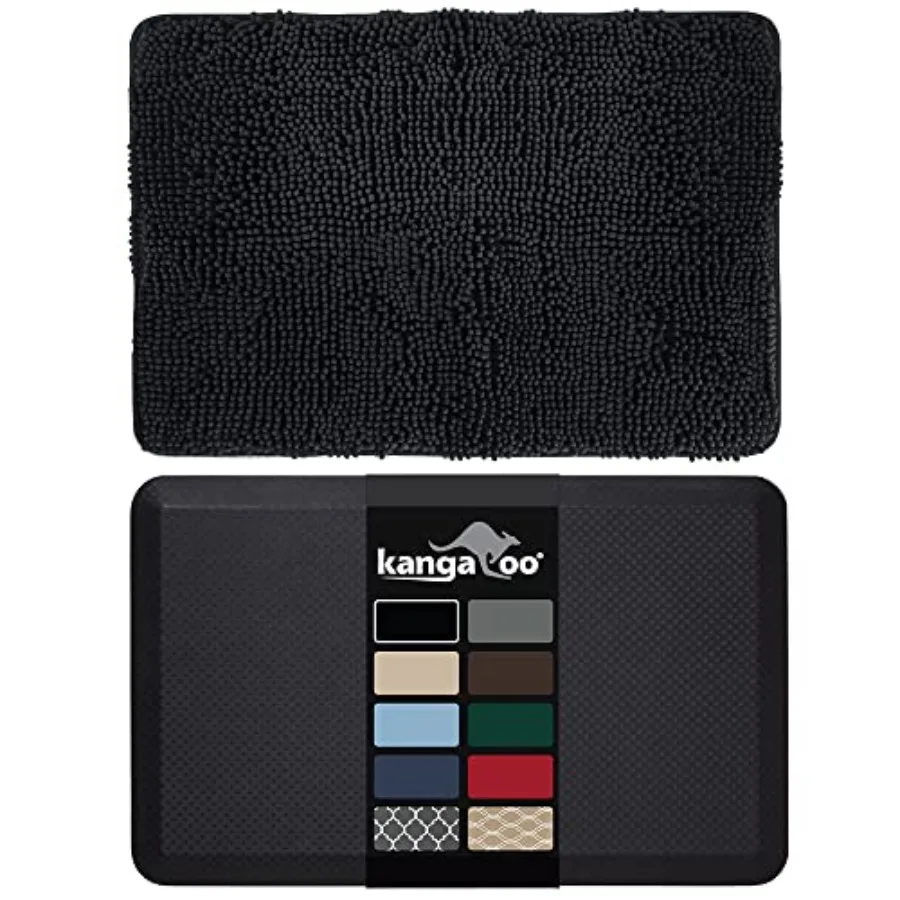 

Chenille Bath Rug and Anti Fatigue Cushion Mat Bath Rug Size 30x20 Machine Washable Antifatigue Mat Size 39x20 Foam Pad Relieve