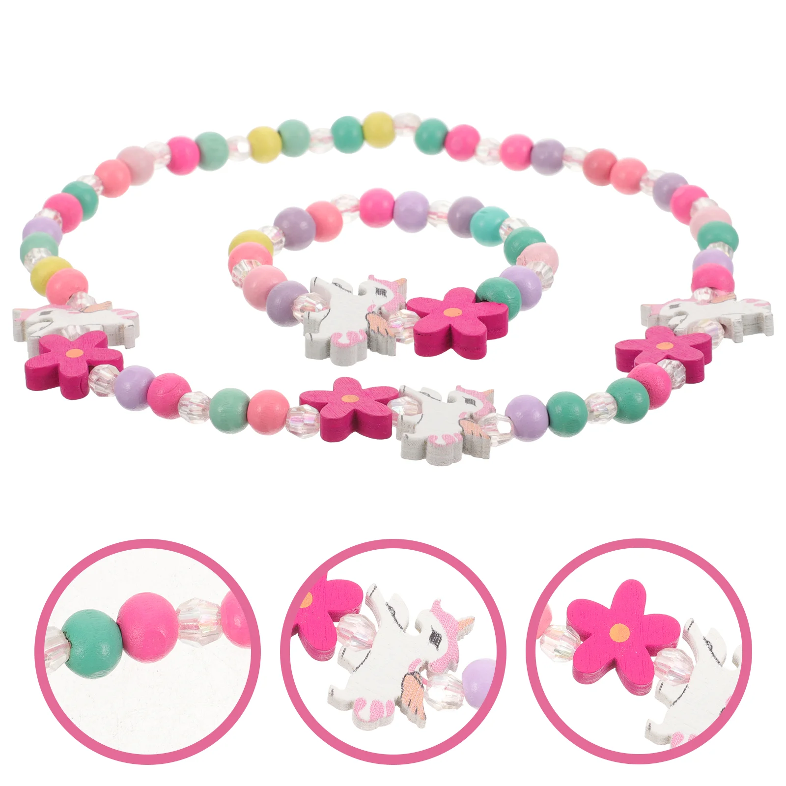 

Bracelet Toddler Jewelry Wooden Handicrafts Colorful Plastic Girls Child Necklaces