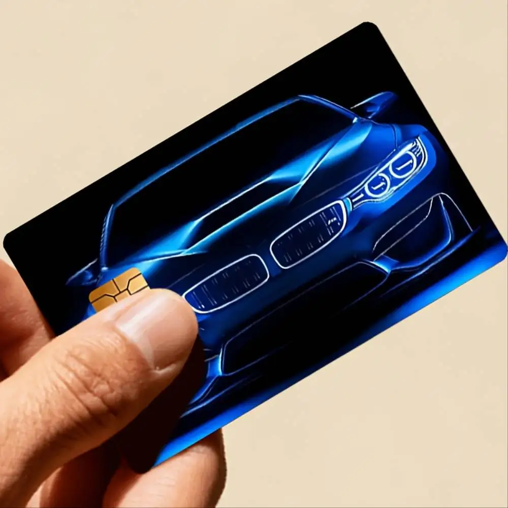 Blue Vehicle Credit Card Sticker Bubble Free High Quality PVC Decal For EBT Transportation Key Small Chip Credit Debit Cards