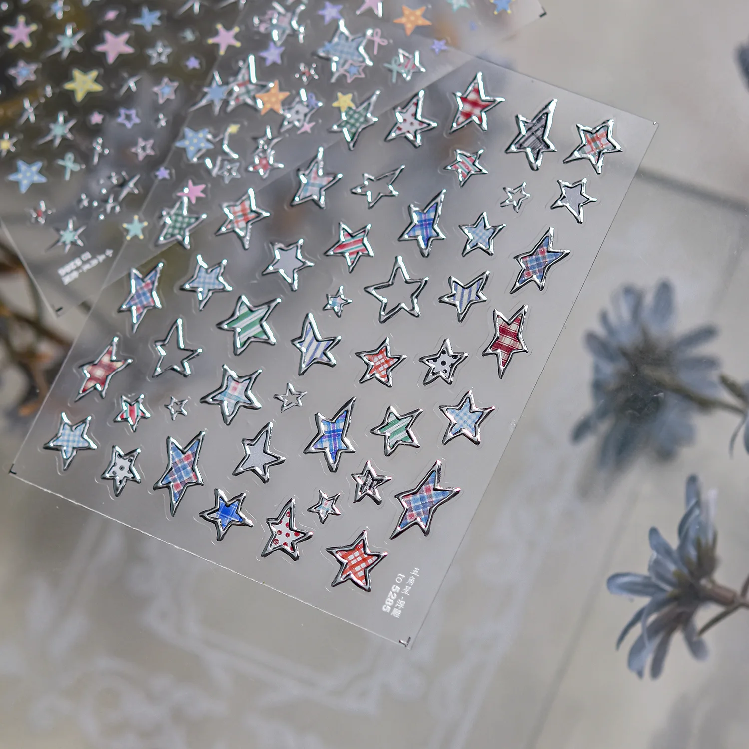 Metal Star Nail Stickers Exquisite 5D Bronzing Silver Five-pointed Star Mini Nail Art Stickers DIY Self Adhesive Manicure Decals