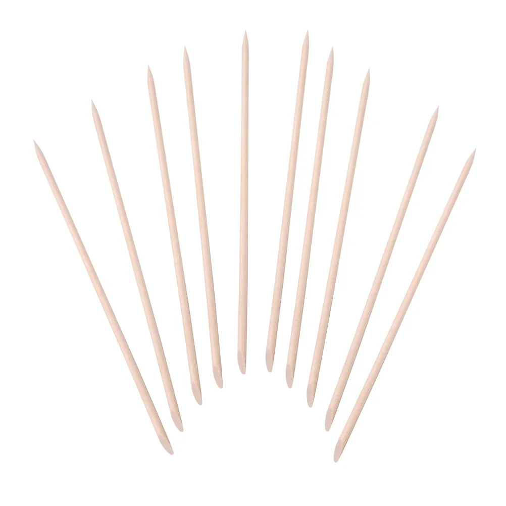 Bastões de madeira para arte em unhas, 200 peças, ponta dupla, manicure, pedicure, limpeza de unhas, removedor de cutícula para uso em loja doméstica