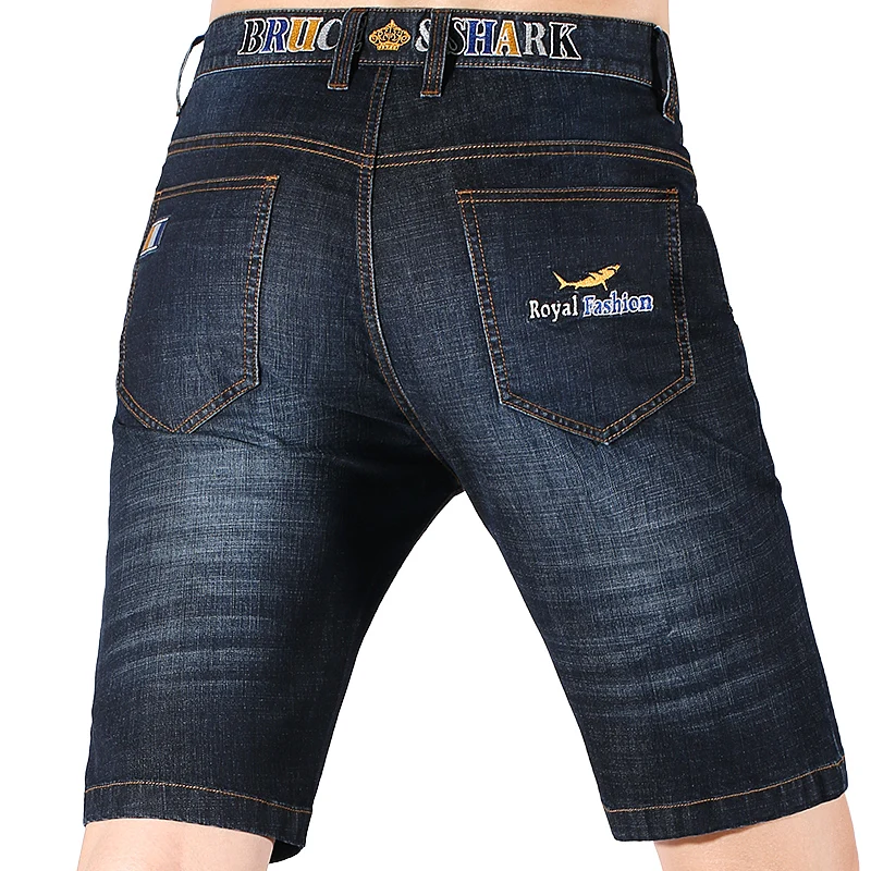 New Men‘s Short Jeans Bruce&Shark Summer Stretch Soften Cotton Denim Shorts Men Knee Length Casual Fashion Straight Jeans Size42