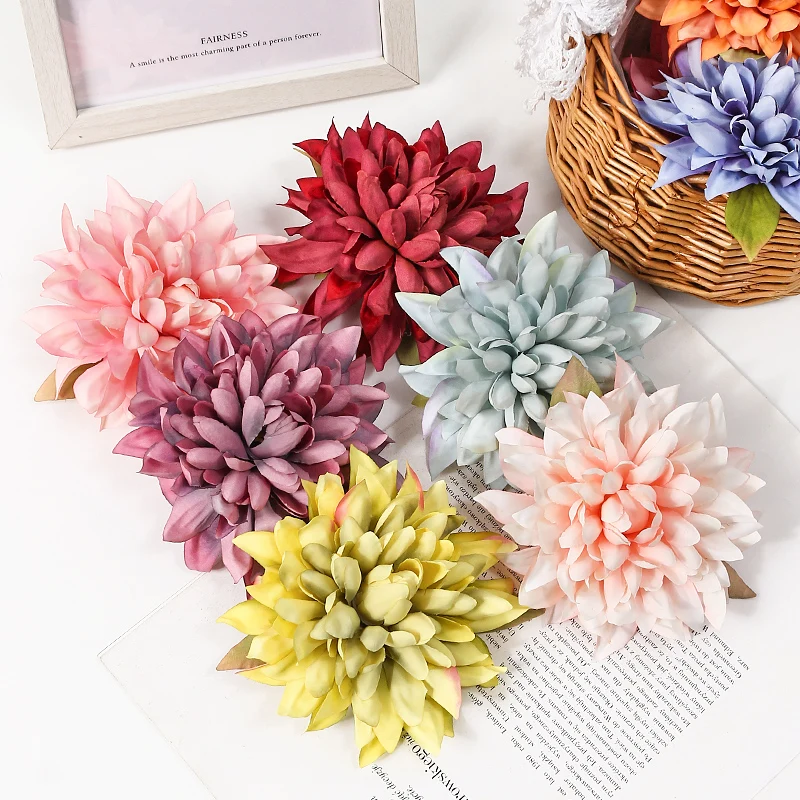 5PCs Artificial Flowers Head 12cm Large Silk Fake Flowers For Home Room Decor Wedding Decoration DIY Bride Wreath Accessories