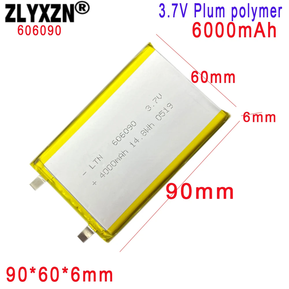 1-20PCS  3.7V Lithium Polymer Battery 606090 4000mAh 90*60*6mm Soft package battery For Power Bank Bluetooth Speakers Tablet DVD