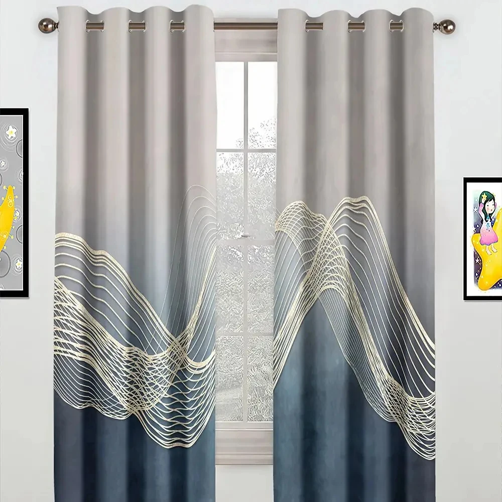 Birds Fly Over The Mountains Pattern High Blackout Curtains for Bedroom Villa Gold Marble Window Curtain for Living Room Drape