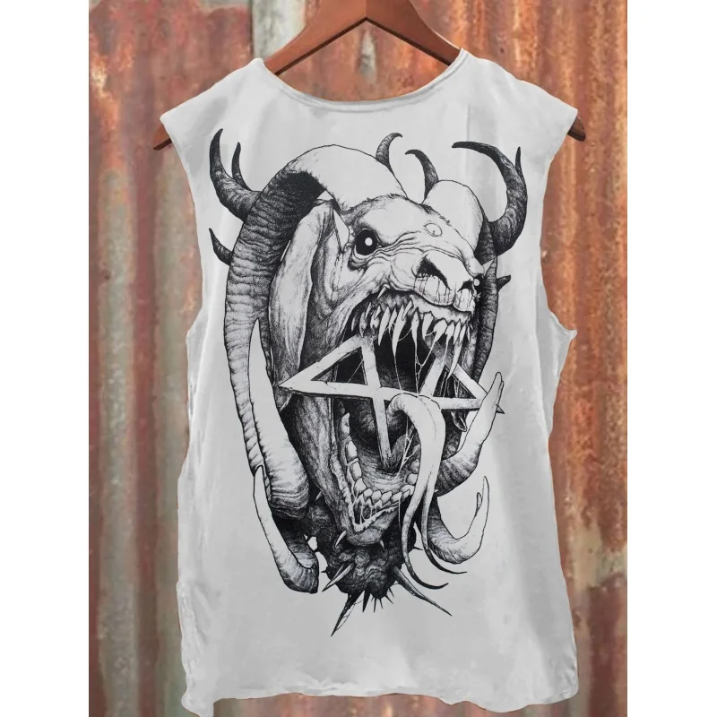 

Нейтральная майка в стиле ретро, дьявол, овца, майка с 3D принтом, уличная мода, повседневная мужская майка в стиле панк, Xs-5XL