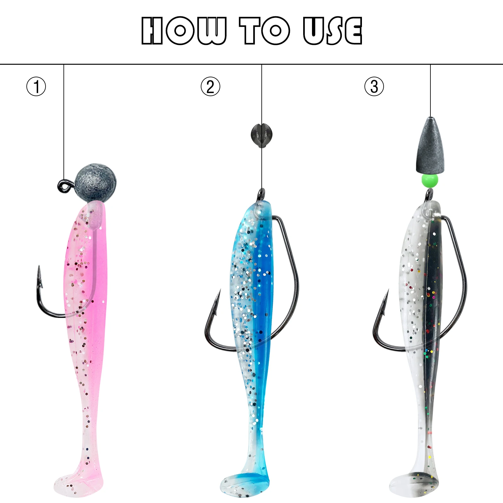 FREE FISHER Swimbaits de vinilo cola paleta para lubina y trucha - imagen 5