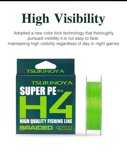 Imagen 2 del producto TSURINOYA-sedal de pesca de PE, 4 tejidos, H4, 4-8lb, 150m, juego ligero de trucha, fundición larga, línea multifilamento suave trenzada de 4 hebras