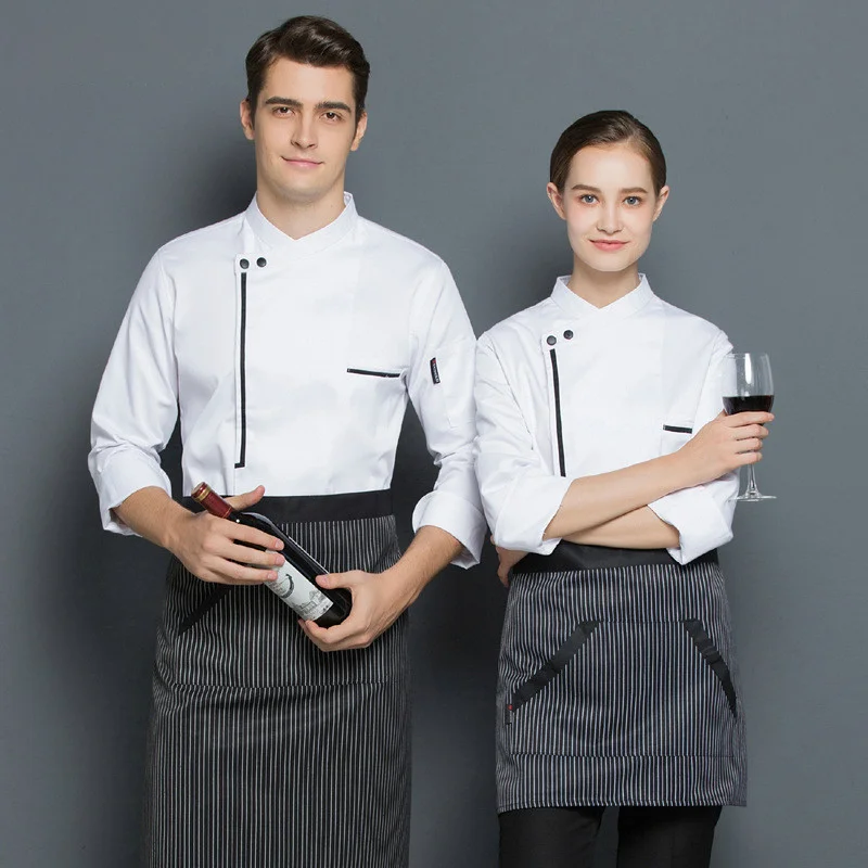 NOWOŚĆ Western Restaurant Chef Uniform Cafe Kitchen Chef Jacket Hotel Food Service Cooking Outfit Cafe Shop Kelner Uniform