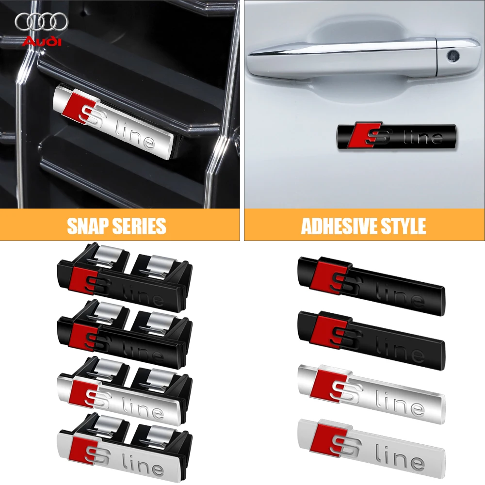 For Audi A4 B8 A3 8P A6 C7 A5 Q5 C5 B7 B3 TT A1 Q3 C8 3D Metal Chrome Black Sline Logo Emblem Car Front Grill Badge Center Cover