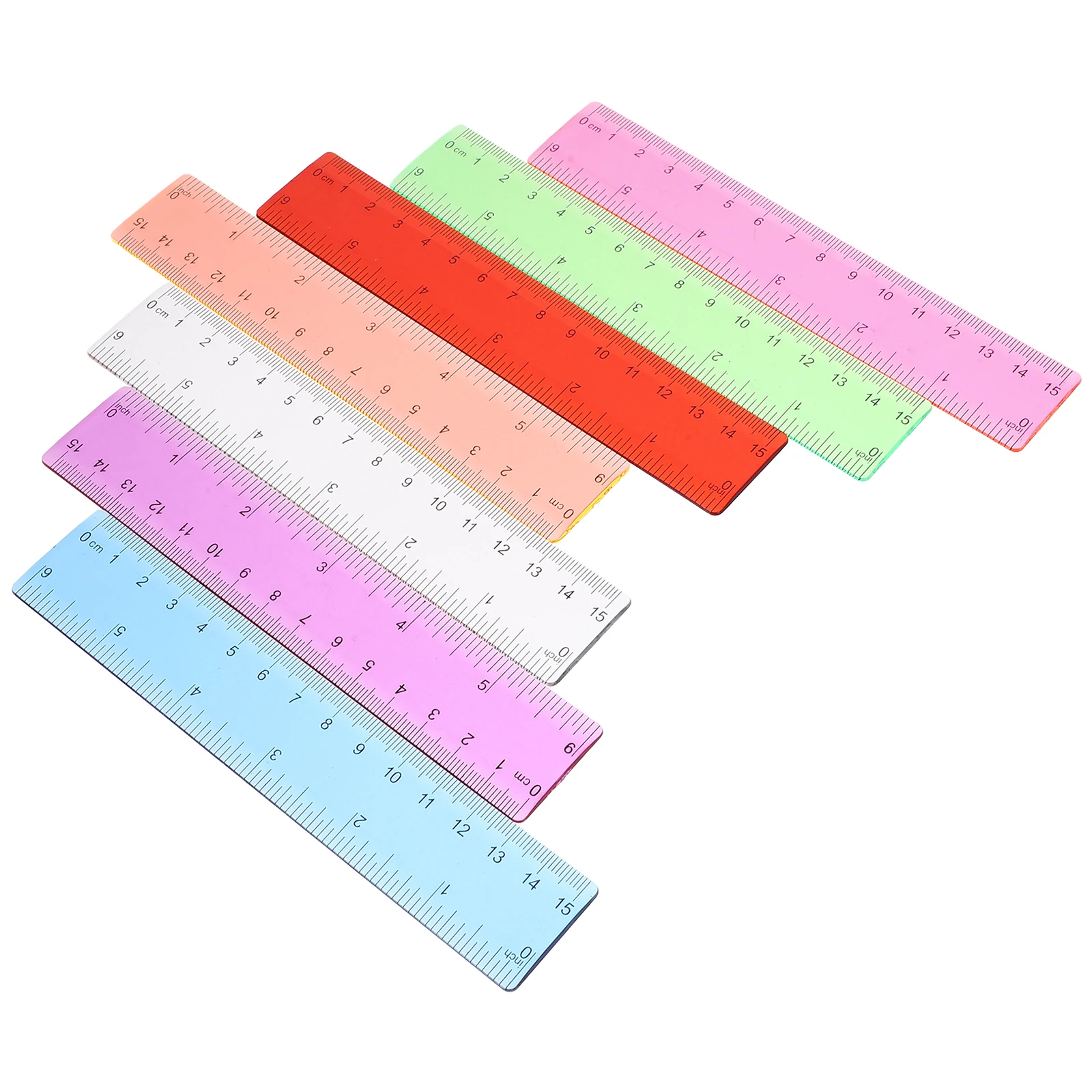 14 Pcs Ruler Measuring Kit Colored Transparent Drawing Straight Student Kids for School