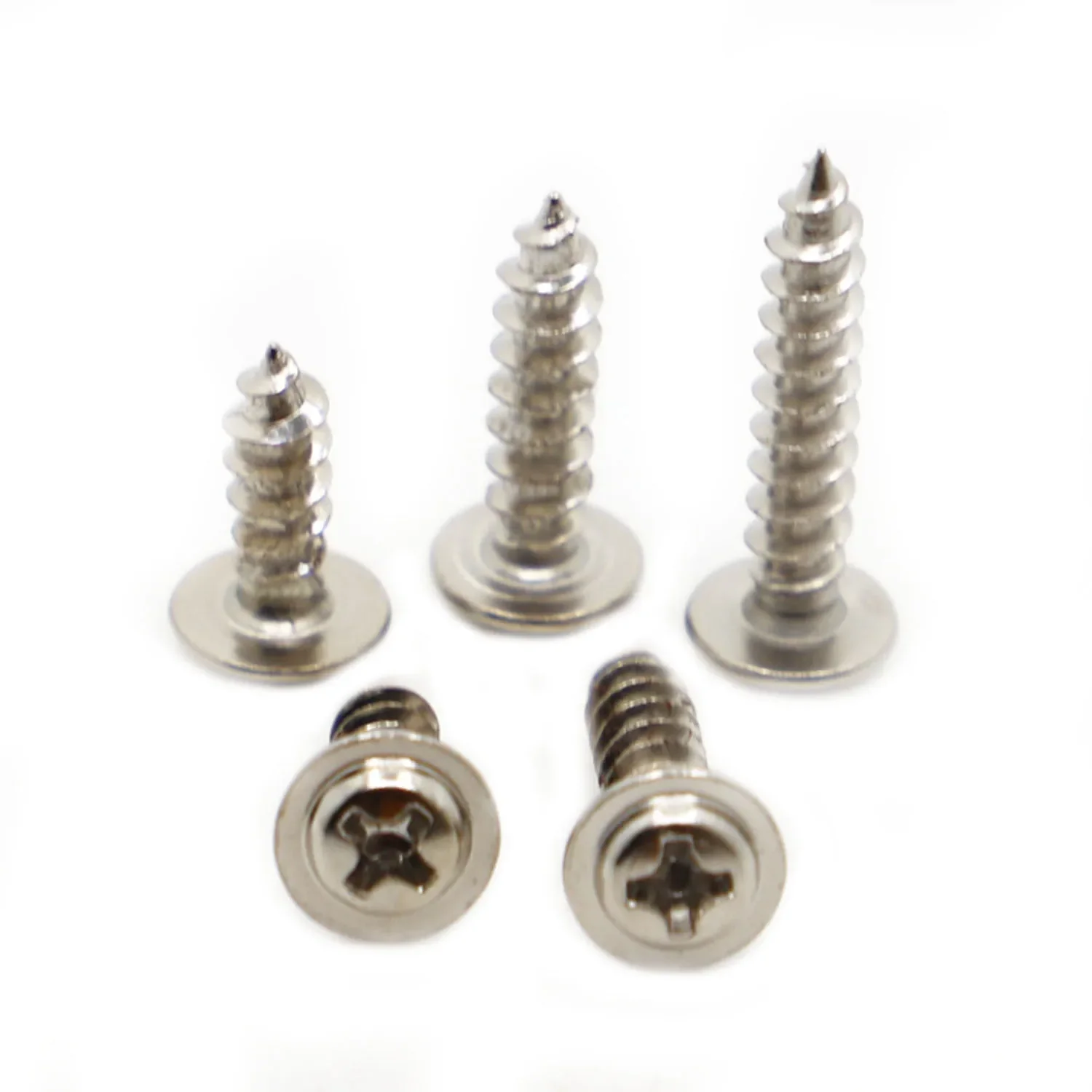 Tornillos autorroscantes de acero niquelado, cabeza redonda cruzada, cabeza plana PWA con tornillo de almohadilla M1.2 M1.4 M1.7 M2 M2.3 M2.6 M3 M3.5 M4