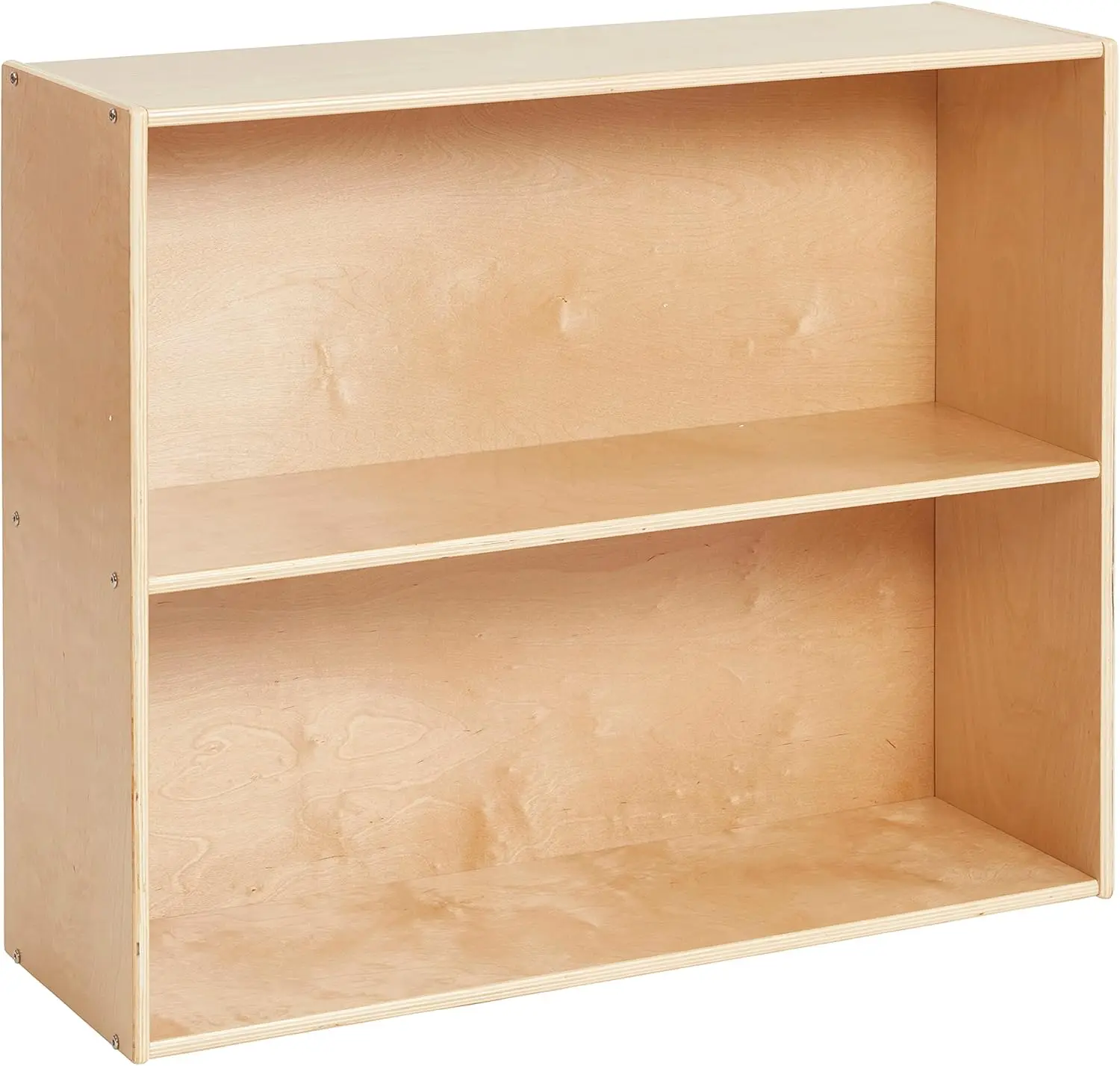 

Natural Wood 2-Shelf Storage Cabinet for Kids, 30in Bookshelf with Anti-Tip Safety