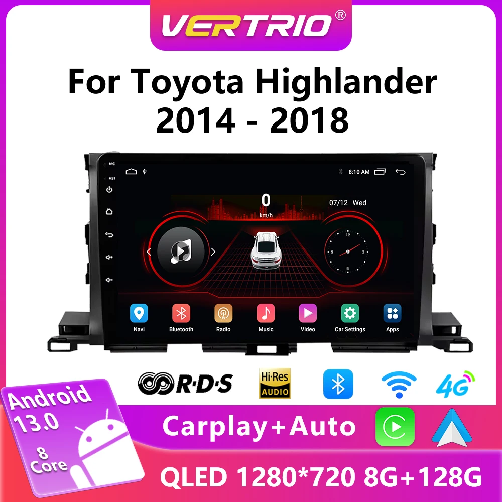 

Android 13 2din For Toyota Highlander 2014-2018 Car Radio Multimedia Video Player Stereo Navigaion GPS Wireless Carplay DSP BT