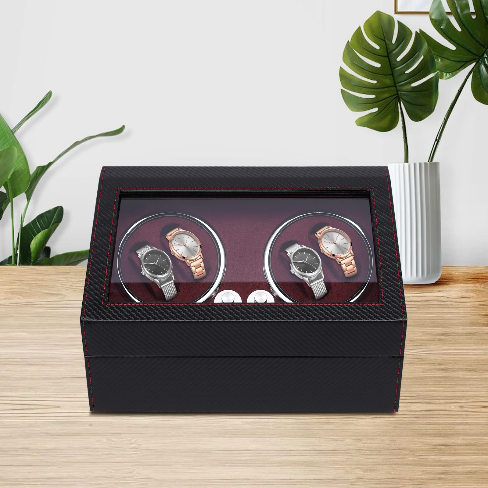 4+6 Automatic Watch Winders LED Watch Display Showcase Watch Box Watch Winder Box