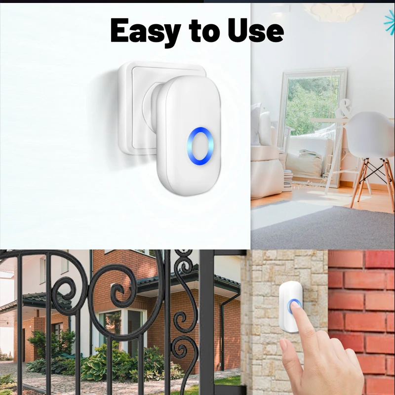 Imagem -06 - Jeatone-sem Fio Bem-vindo Smart Doorbell Home Security Alarm Volumes Nível Luz Led 38 Canções de Longa Distância 200 Metros