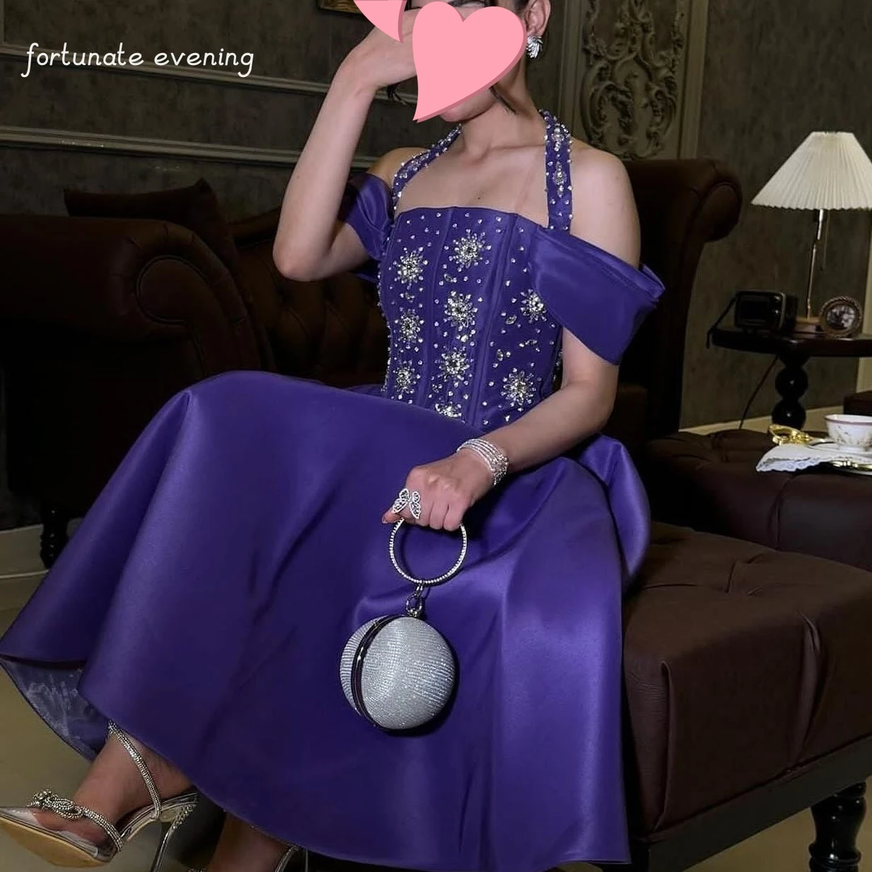 

Fortunate Evening Elegant Vintage Sweet Purple Beads Sexy Princess Customized Formal Occasion Prom Dress Evening Party Gowns