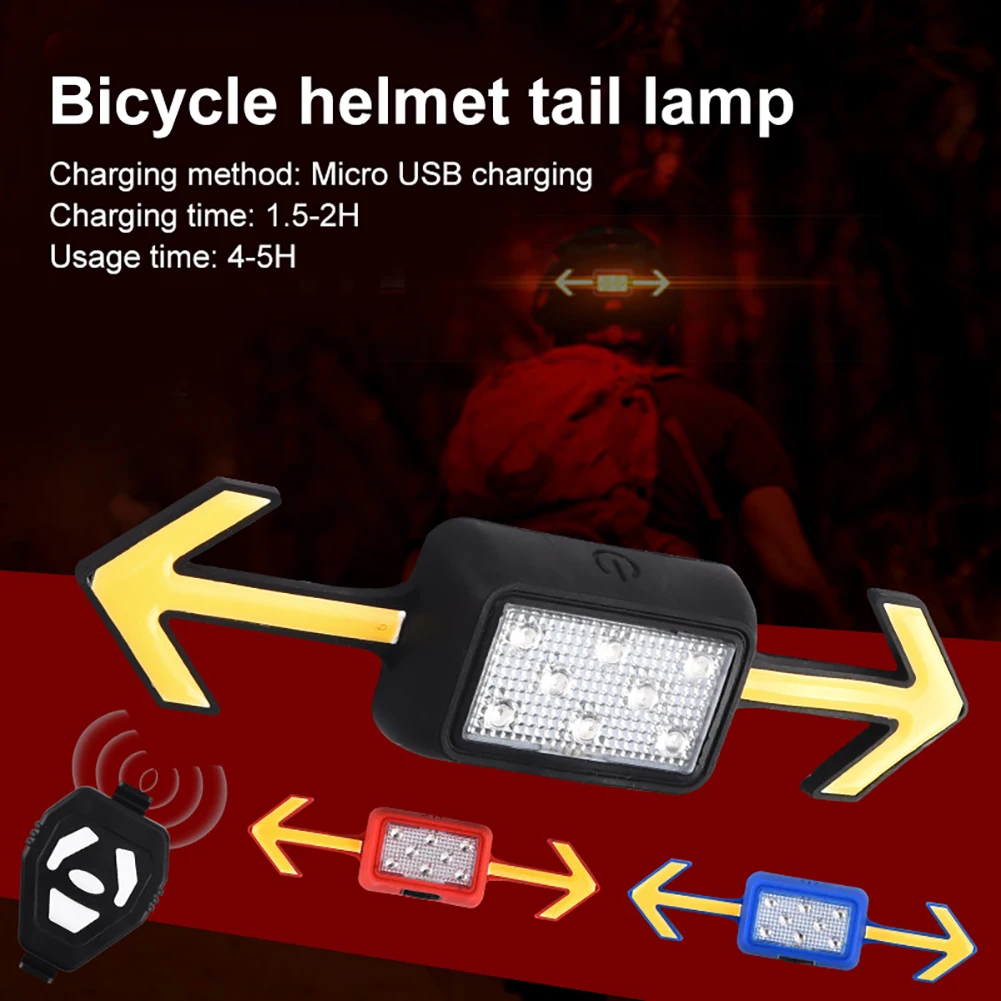 Motorcycle Warning Light Helmet LED Smart Light Night Cycling Safety Bike Turn Signal Light Universal Bicycle Helmet Taillight