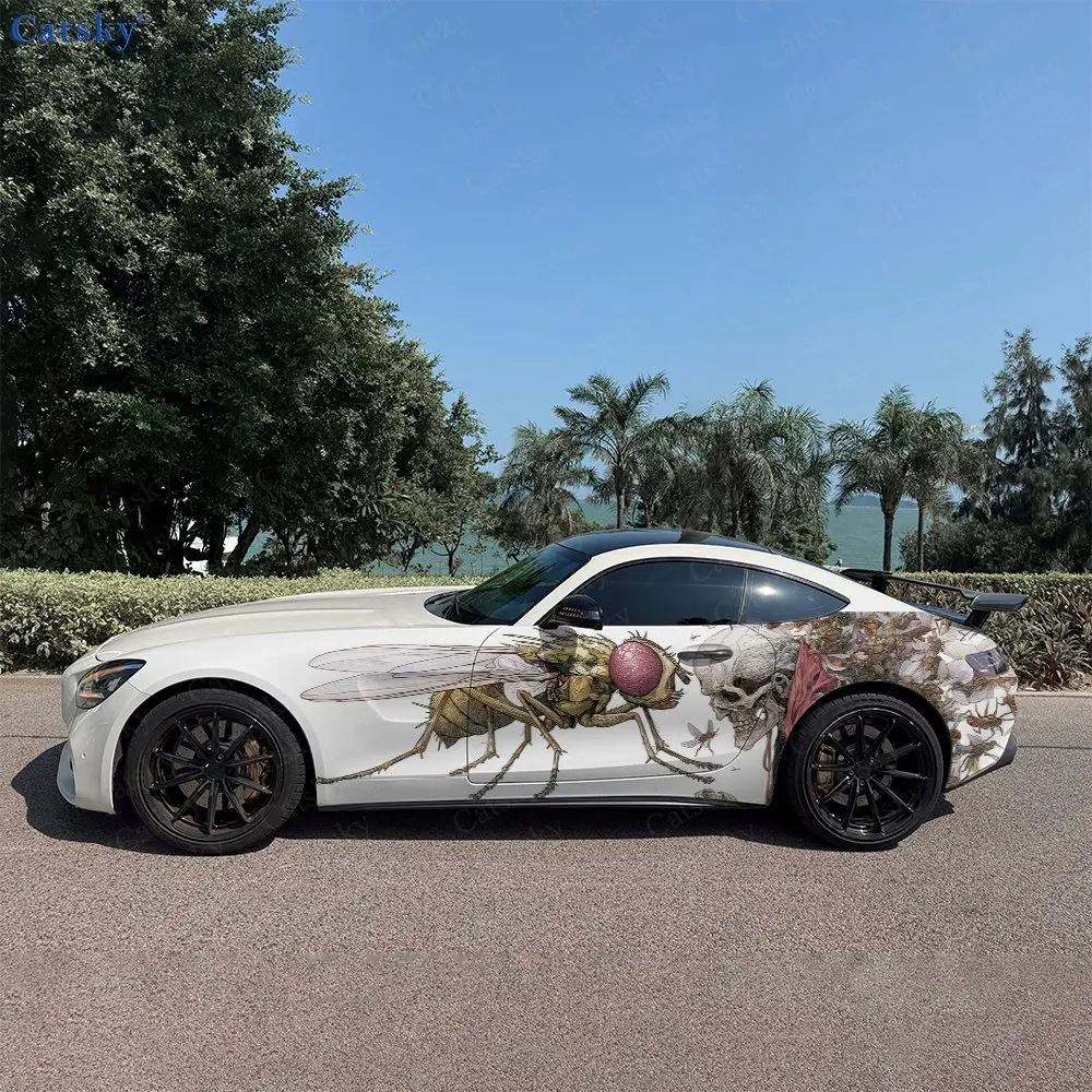 

2pcs Sketch Thriller Realm, Durable, Fade-resistant, Enhance Vehicle Aesthetics With Bold Artistic Design Car Vinyl Wraps