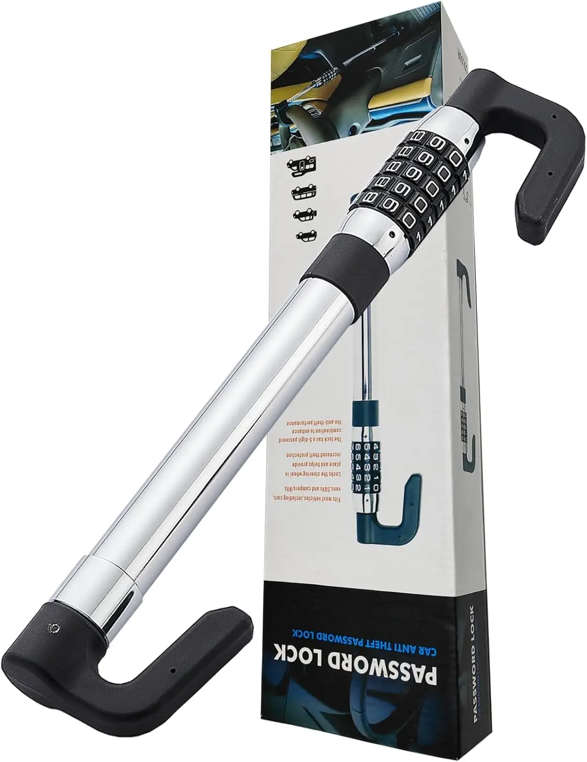 

Противоугонный замок на руль с паролем, регулируемый 17-33 дюйма для безопасности автомобиля