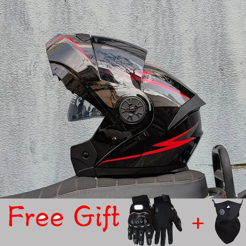 ORZ-161 Modular Filp up Motorcycle Helmet Full Face Racing Helmet Dual Visors DOT Approved motosiklet kaskı