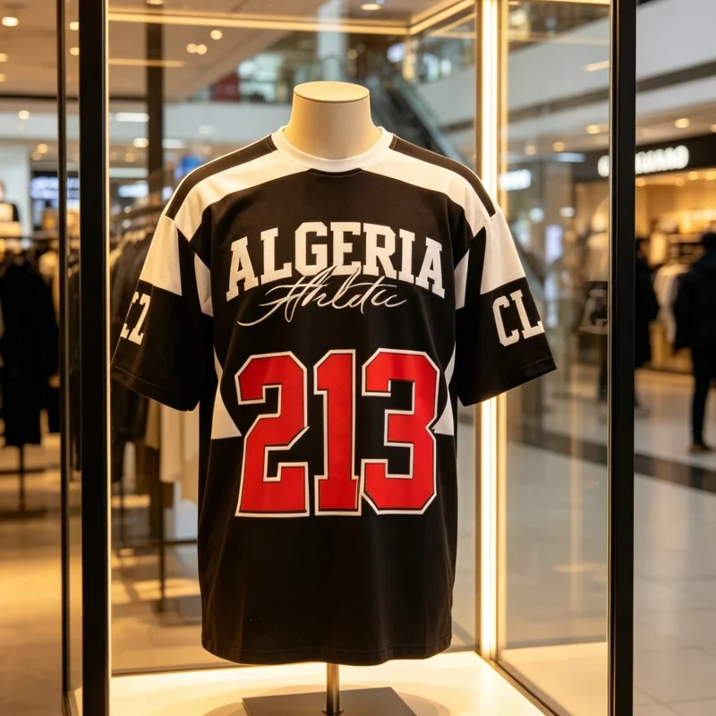 3D Printed Algerian American Football Jersey, Suitable for Casual Sports Training Enthusiasts, Men's Quick Drying T-shirt