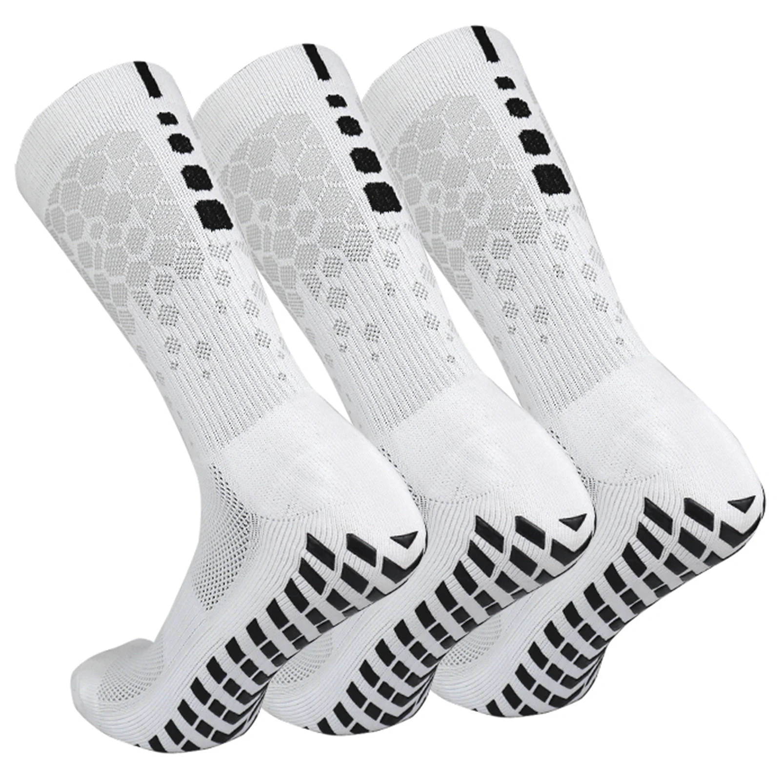 

3Pairs Non-Slip Football Socks for Men Women Breathable Athletic Socks w Grippers for Football Basketball Yoga Running Cycling