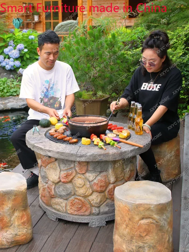 

Outdoor Grill Villa Courtyard Household Charcoal Brazier Heating Garden Charcoal Barbecue Oven Barbecue Table