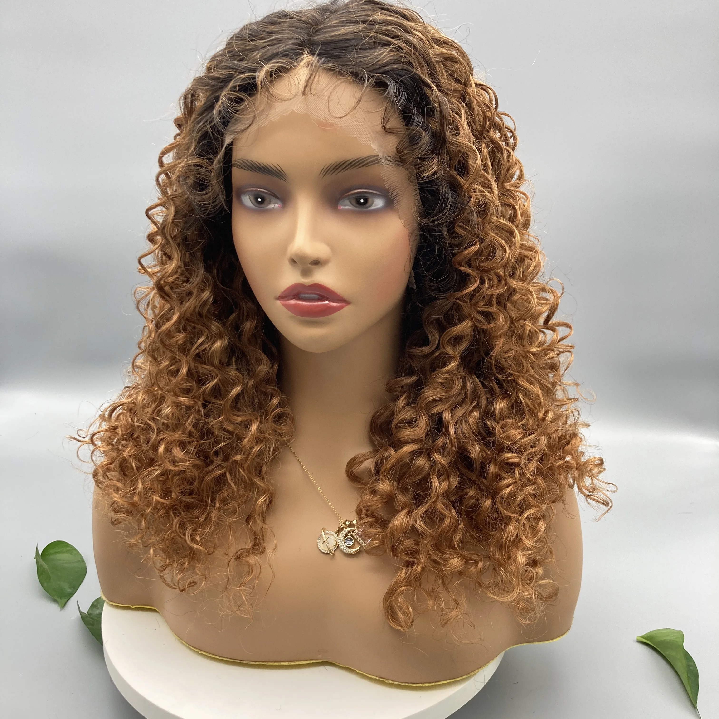 Monika Wig India Curly  Hair Glueless T Part Lace Long Wig Ombre Color 150% Density Colored Human Hair  Gilrs Wigs For  Women