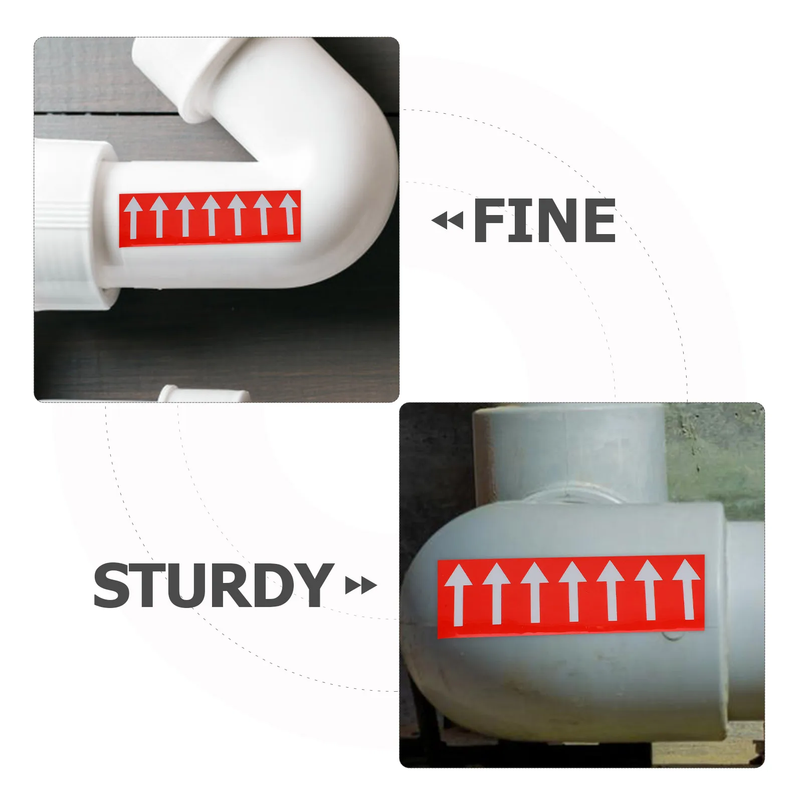 

30mmx20m Red White Reflective Pipe Direction Arrow Stickers Self Adhesive Weather Resistant Pipeline Label Flame
