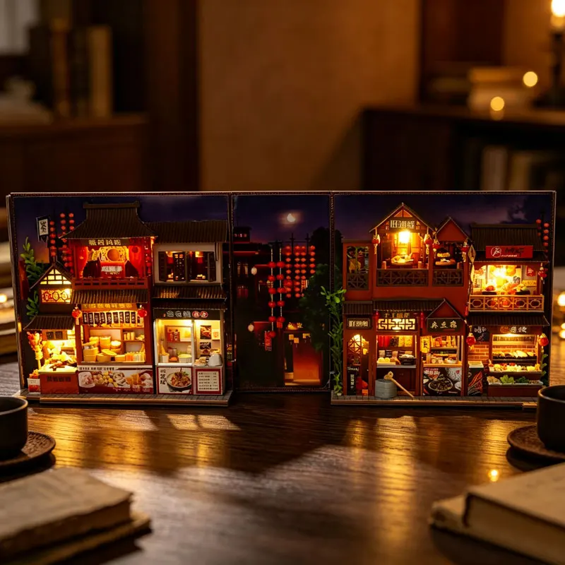 Diy Book Nook Doll House Miniature Wooden Bookshelf Shelf Insert Handmade Miniatures Home Model Kit Dollhouse Birthday Toy Gifts