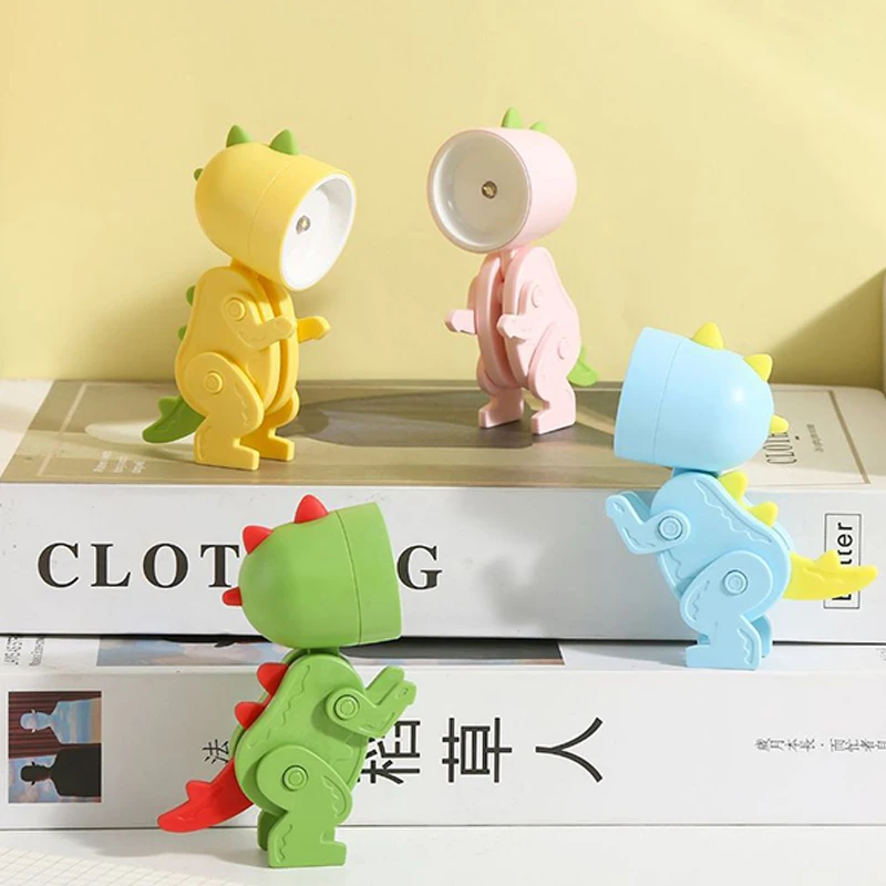 LED Night Lights Battery Magnetic Folding Nights Lamp Bedroom Bedside Table Ornaments Children\'s Toys Mini Dinosaur Night Light