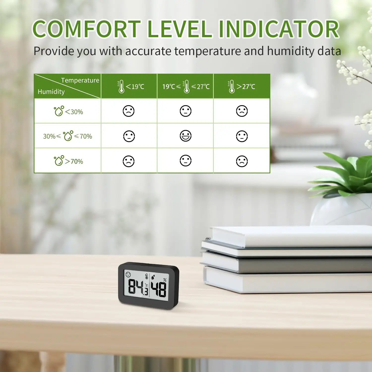 Mini Higrômetro Termômetro Interno com ℃ / ℉   Sensor Digital de Umidade para Estufa, Quarto de Bebê, Adega e Armário