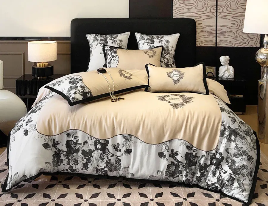 European vintage elegant flower bedding set 1.5 1.8 2.0,full queen king cotton home textile bed sheet pillow case quilt cover