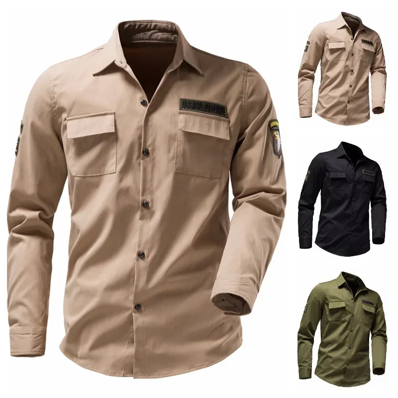 

2023 Spring and Autumn Men's Coat Multi Pocket Men's Long Sleeve Shirt Fashion Casual Shirt