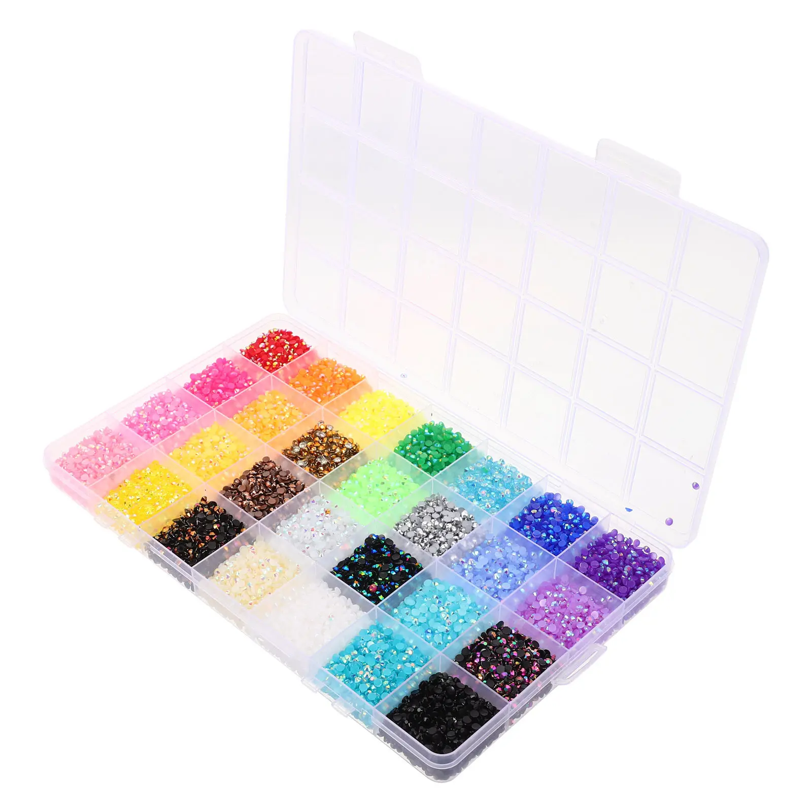 28000Pcs 3Mm Flatback Resin Rhinestones Rainbow Colors Nail Art Clothing Crystal DIY Embellishments Bedazzling Rhinestones Kit