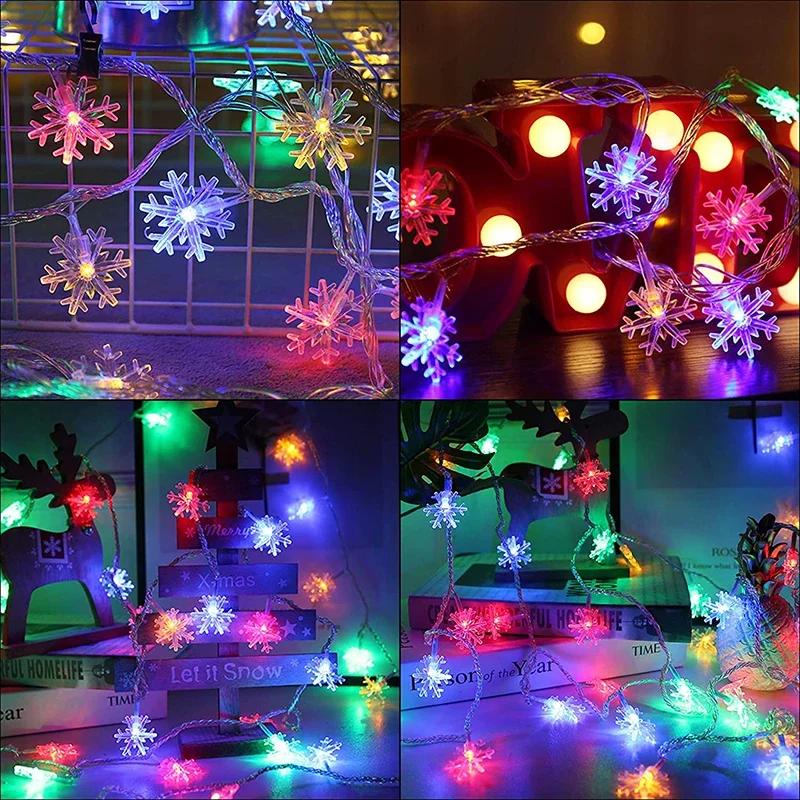 คริสต์มาสไฟ Garland Festoon Fairy String ไฟโซ่5M/10M 220V Snowflake กลางแจ้งสำหรับงานแต่งงานปาร์ตี้ปีใหม่ Decor