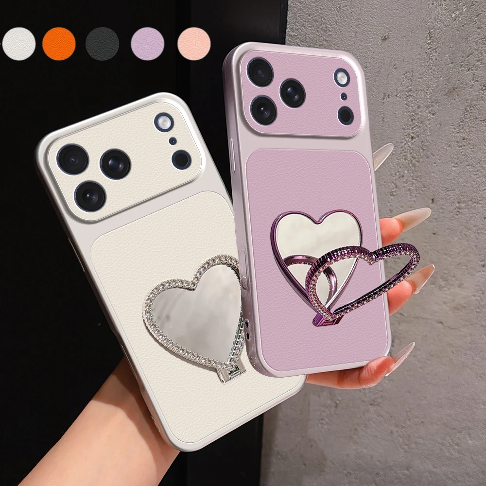 Phone Case For Samsung Galaxy A20S A21S A22 A23 A31 A50 A51 4G 5G with Heart-Shaped Mirror Kickstand Cover