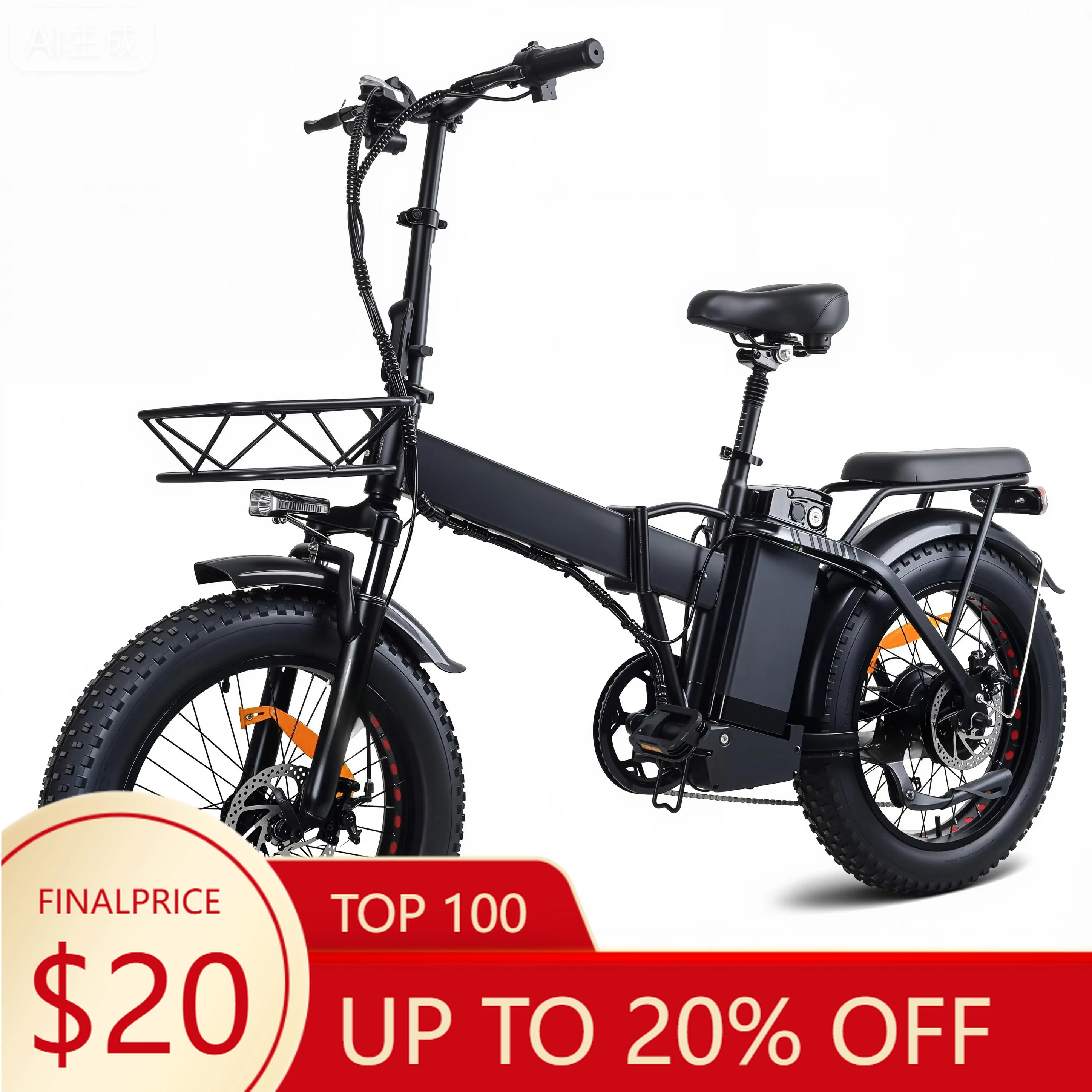 

JYF TOPTONS 20 inch 48V 1000W 7 speed foldable urban wide wheel snow electric bicycle lithium battery electric bicycle L20