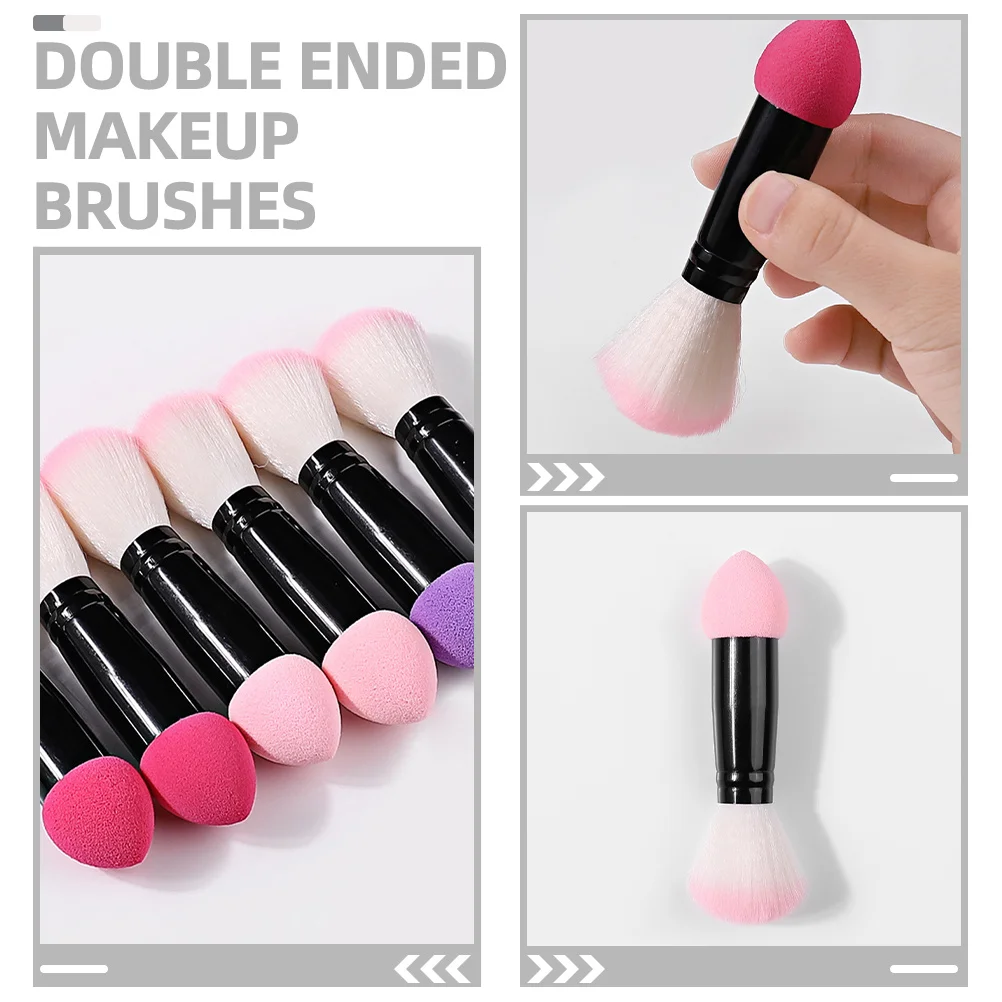 6 個の両端ブラッシュブラシ ソフト両面メイクブラシ クリーム液体パウダーファンデーション輪郭コンシーラーブレンディングフェイス用